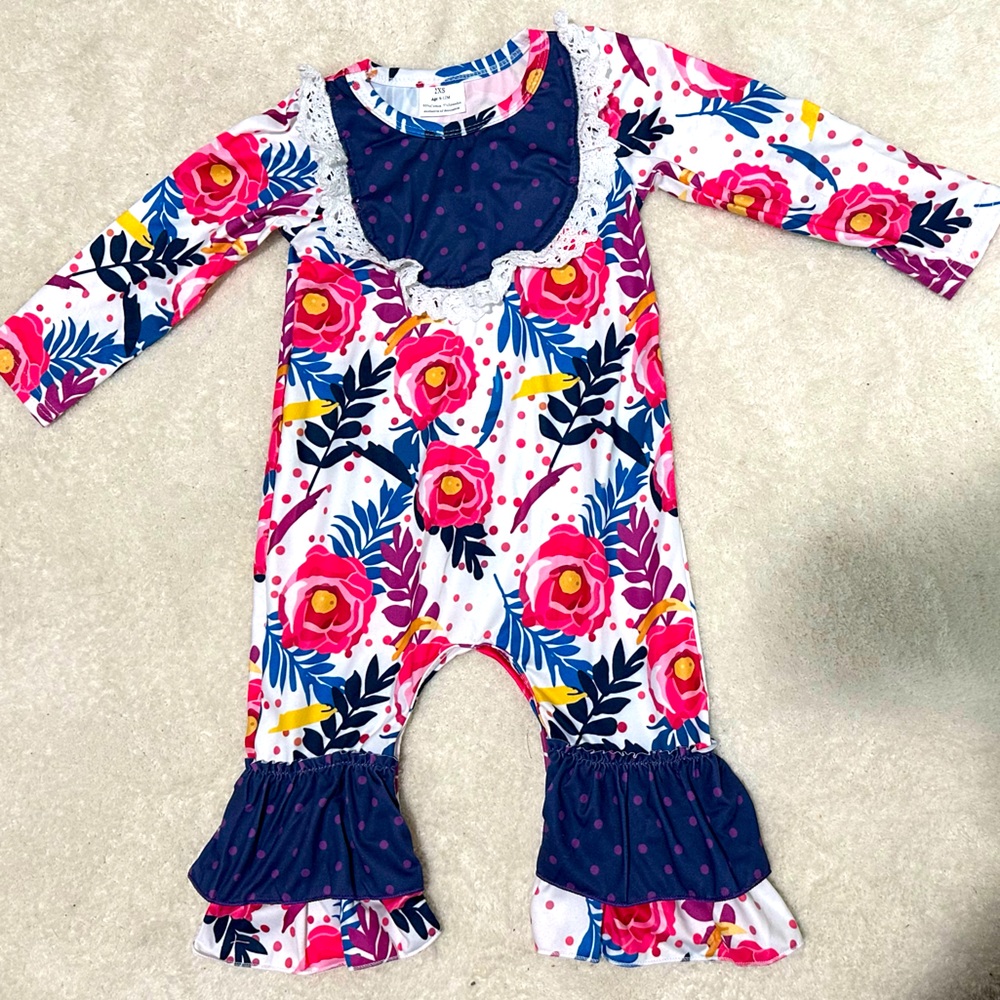 6 to 12m Girls Boutique Romper